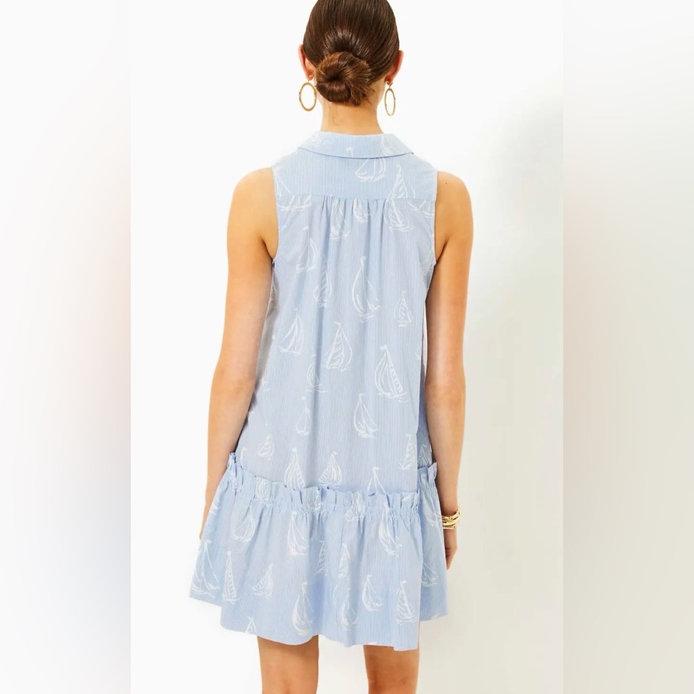 NWOT Lilly Pulitzer Caylinn Sleeveless Popover Dress in the "A Lil Nauti” print - Picture 2 of 7